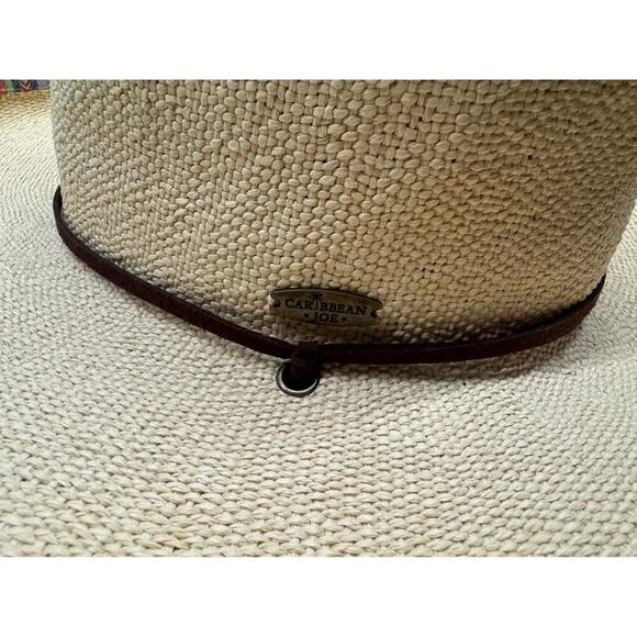 Caribbean Joe Wide Brim Adjustable Bangkok Toyo Gaucho Hat with Aztec Trim - Picture 3 of 7